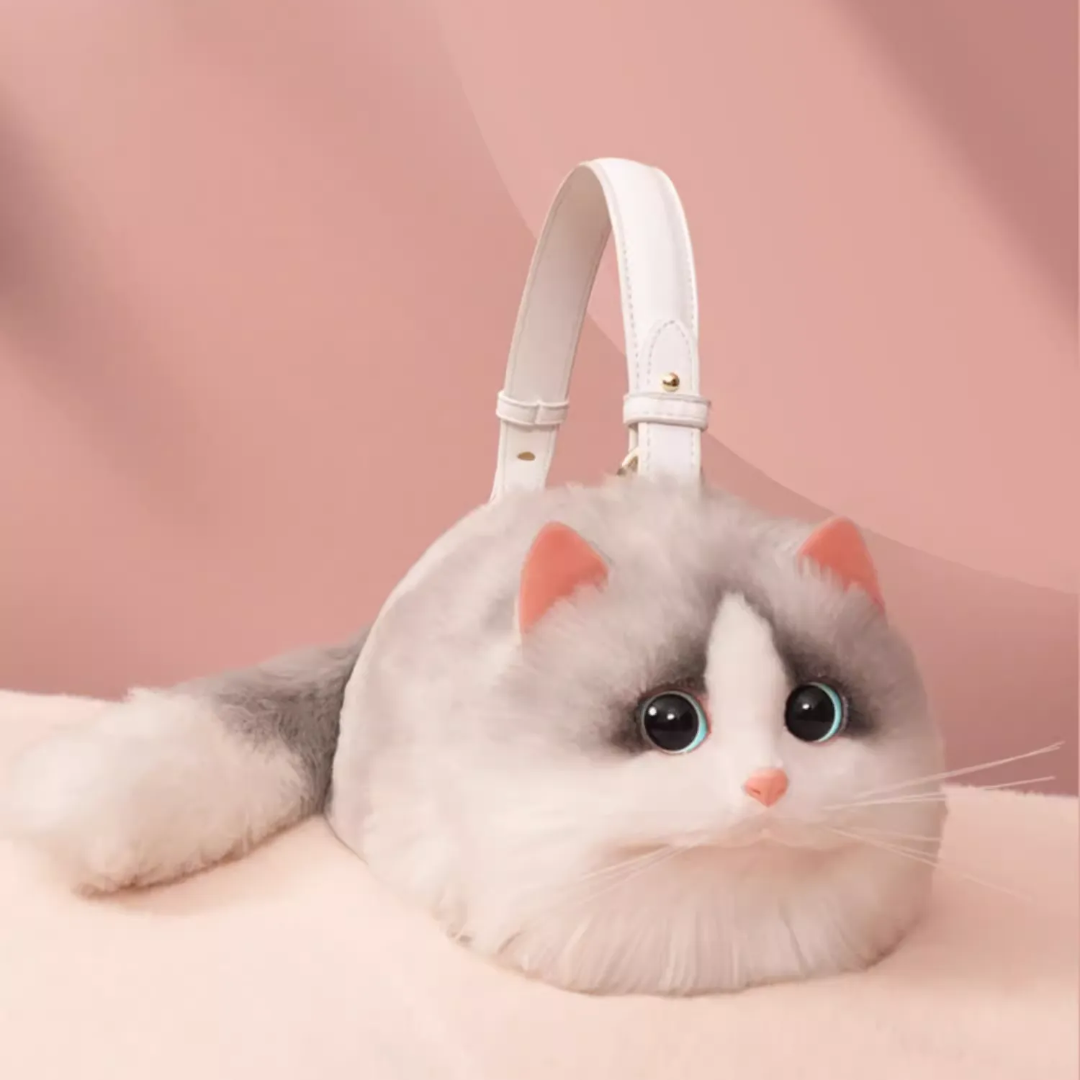 Shaded Silver Kitty Handbag